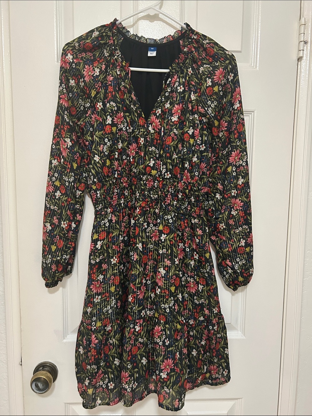 Old Navy Black Floral Trim Blouse